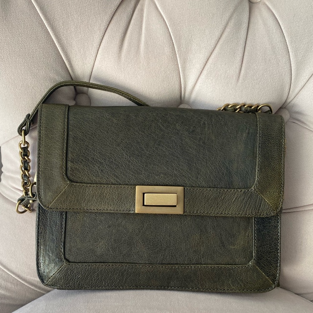 Rebecca Minkoff Spike Shoulder Bag in Dark Green w Tassel